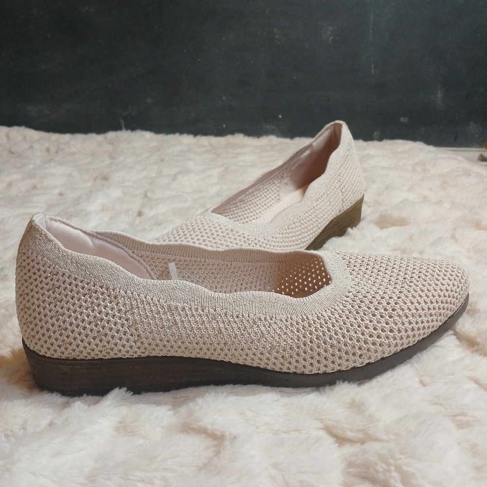 Skechers Womens Cleo Sawdust Real Living Slip On Wedge Heel Natural Size 8 - Picture 6 of 11